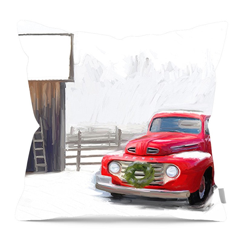 Winter red Ford - Pillow — 16-inch linen-look pillow