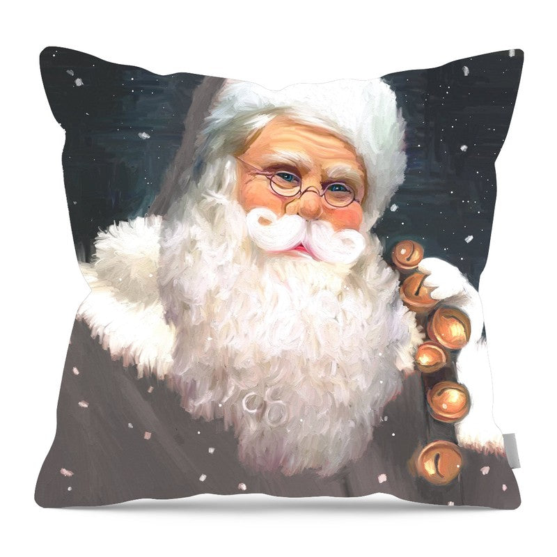 Gray Santa bells - Pillow — 16-inch linen-look pillow