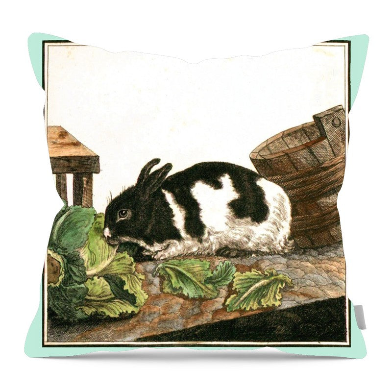 Vintage Black and White Bunny - Pillow — 16-inch linen-look pillow