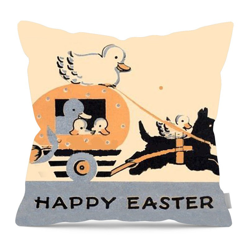 Easter Chariot - Pillow — 16-inch linen-look pillow