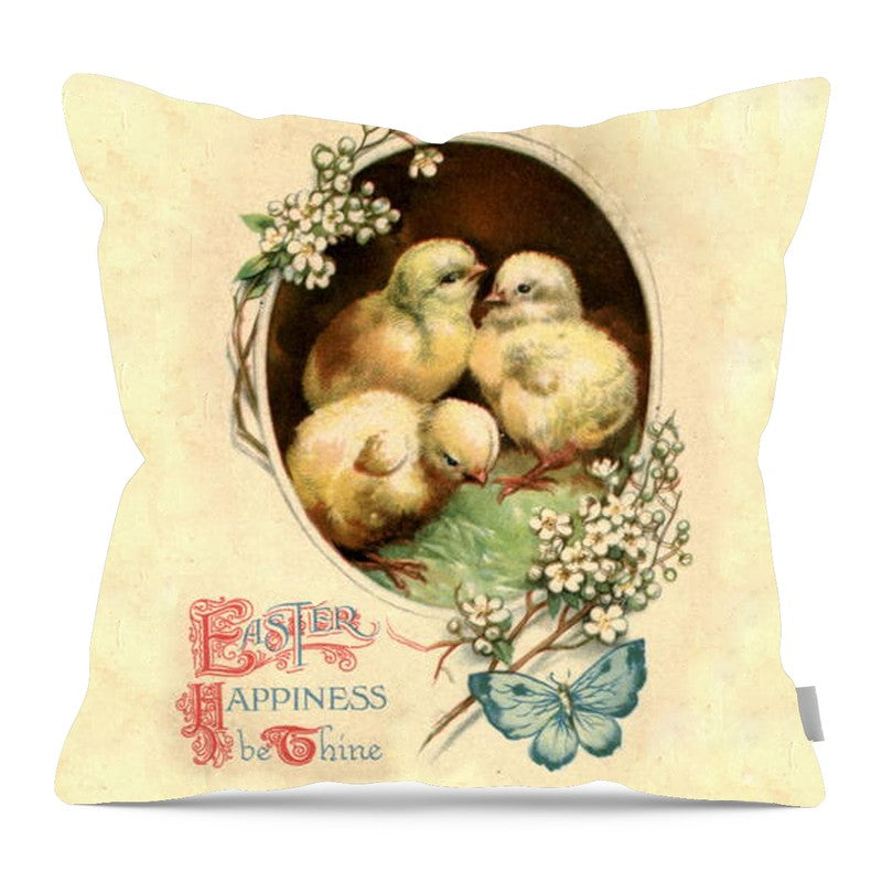 Easter Happiness - Pillow — 16-inch linen-look pillow