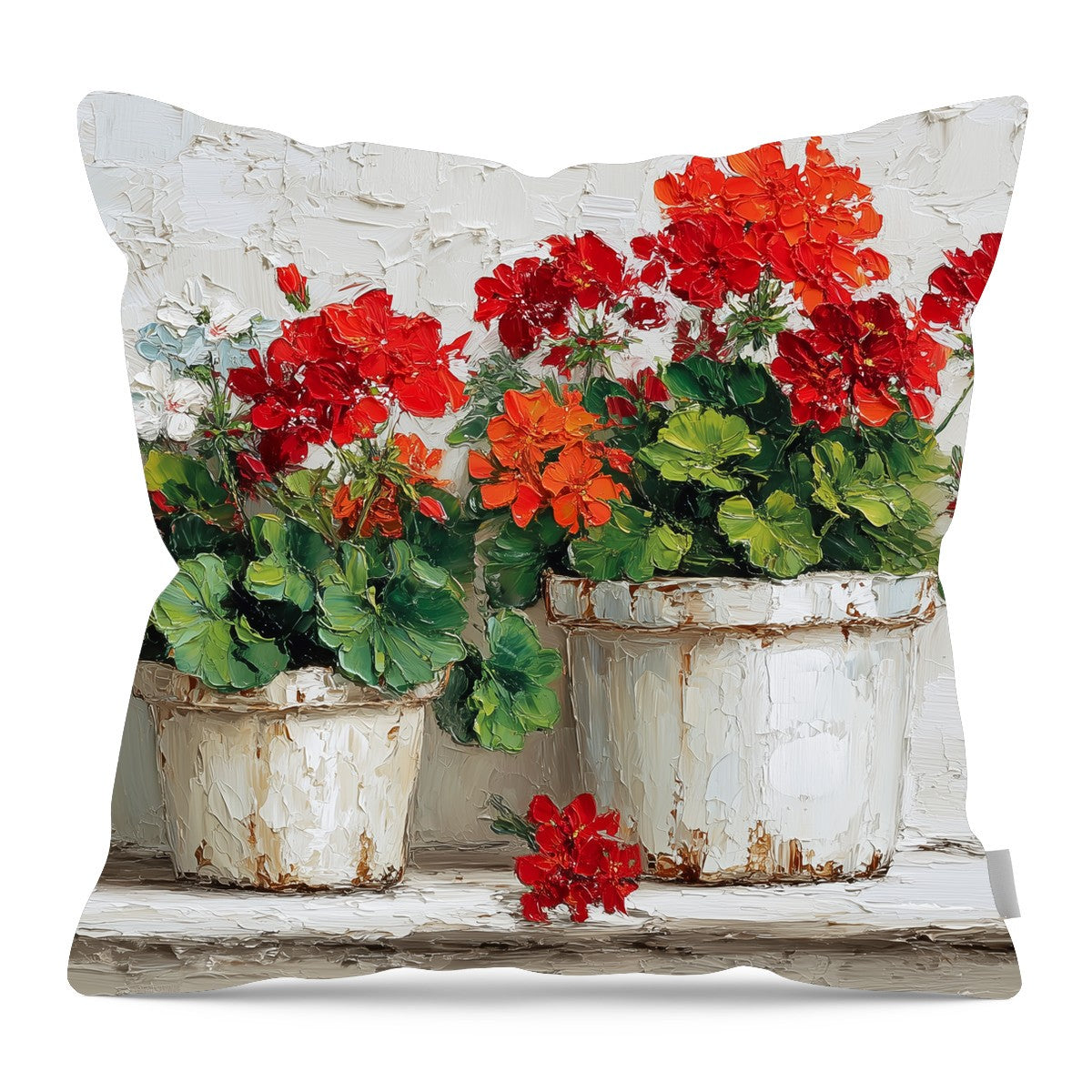 Floral Still Life - Two Geraniums - Pillow