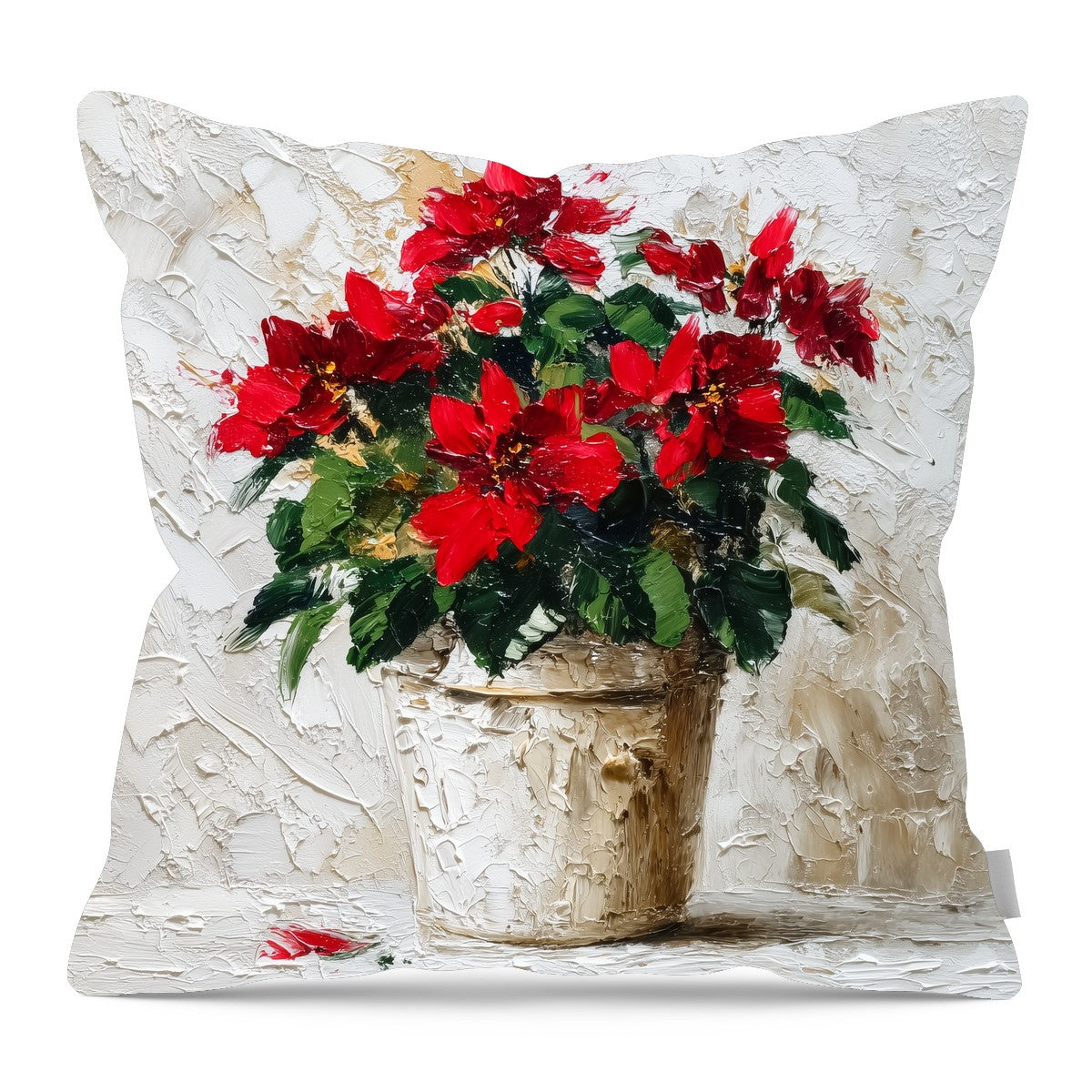Floral Still - Potted Poinsettias - Pillow