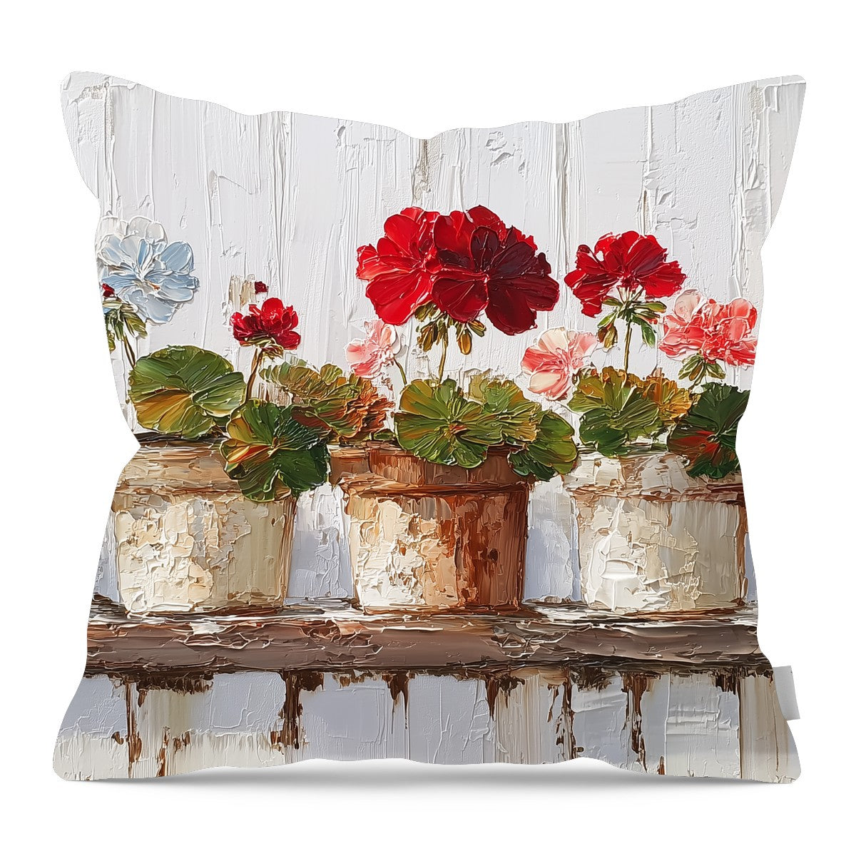 Floral Still Life - Five Geraniums - Pillow