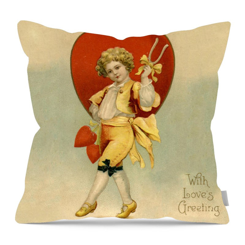 Boy with Big Heart - Pillow — 16-inch linen-look pillow
