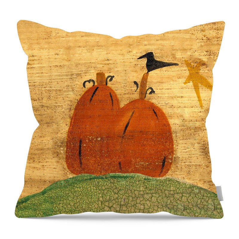 Two Pumpkins - Pillow — 16-inch linen-look pillow