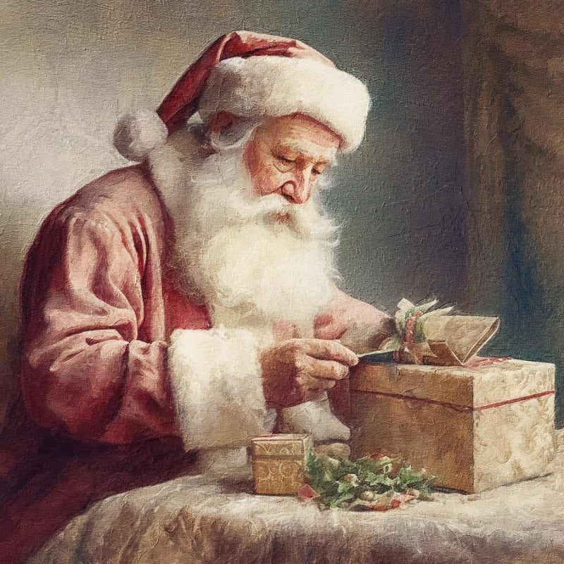 Old world Santa with gift