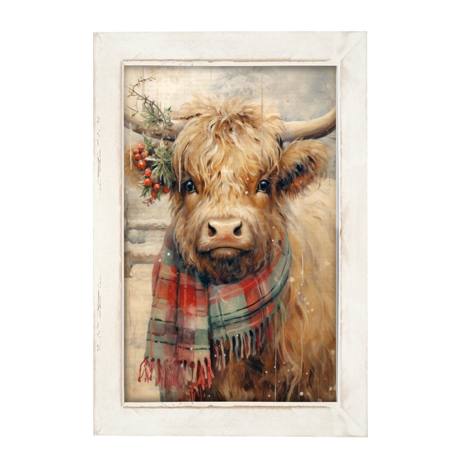 Cow with scarf - Framed Art