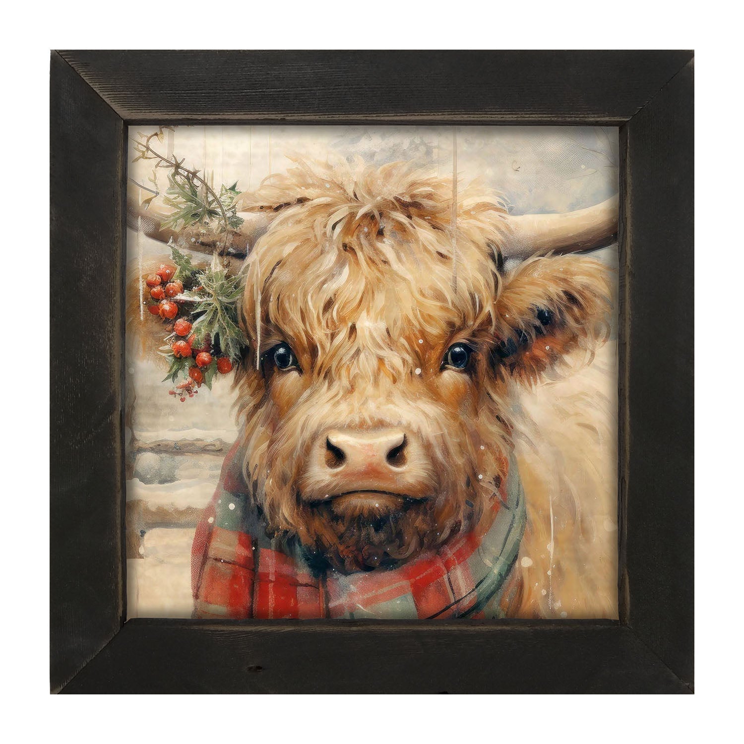 Cow with scarf - Framed Art