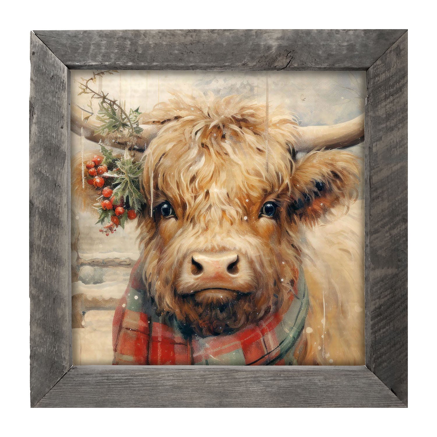 Cow with scarf - Framed Art