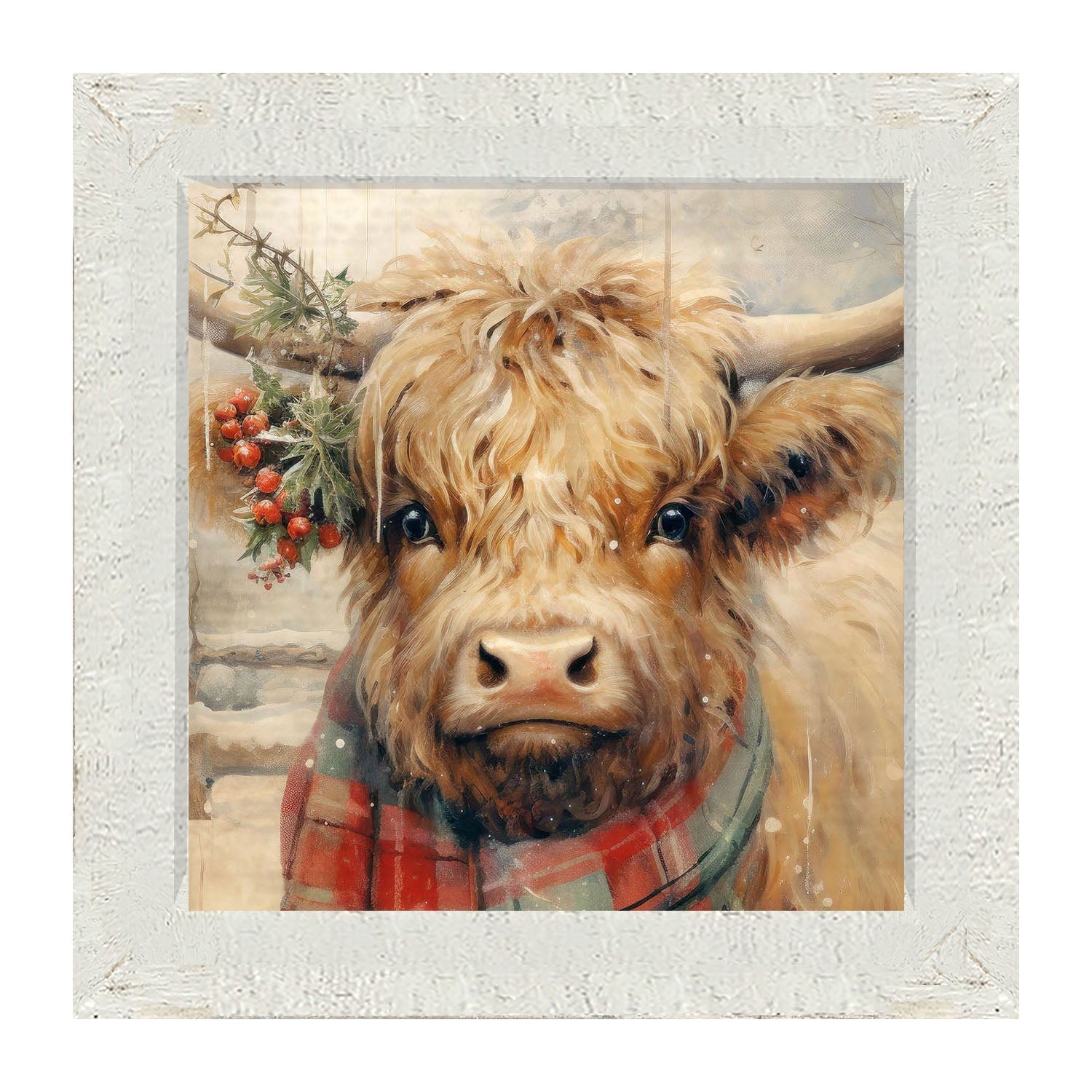 Cow with scarf - Framed Art