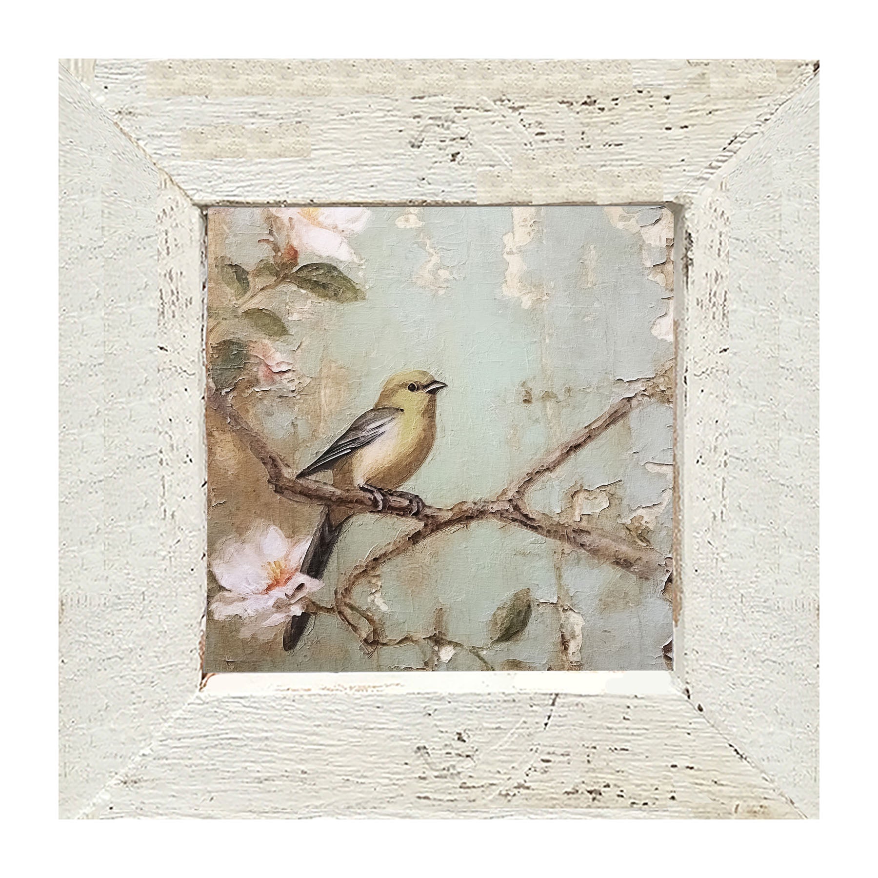 Yellow bird on branch - Framed Art