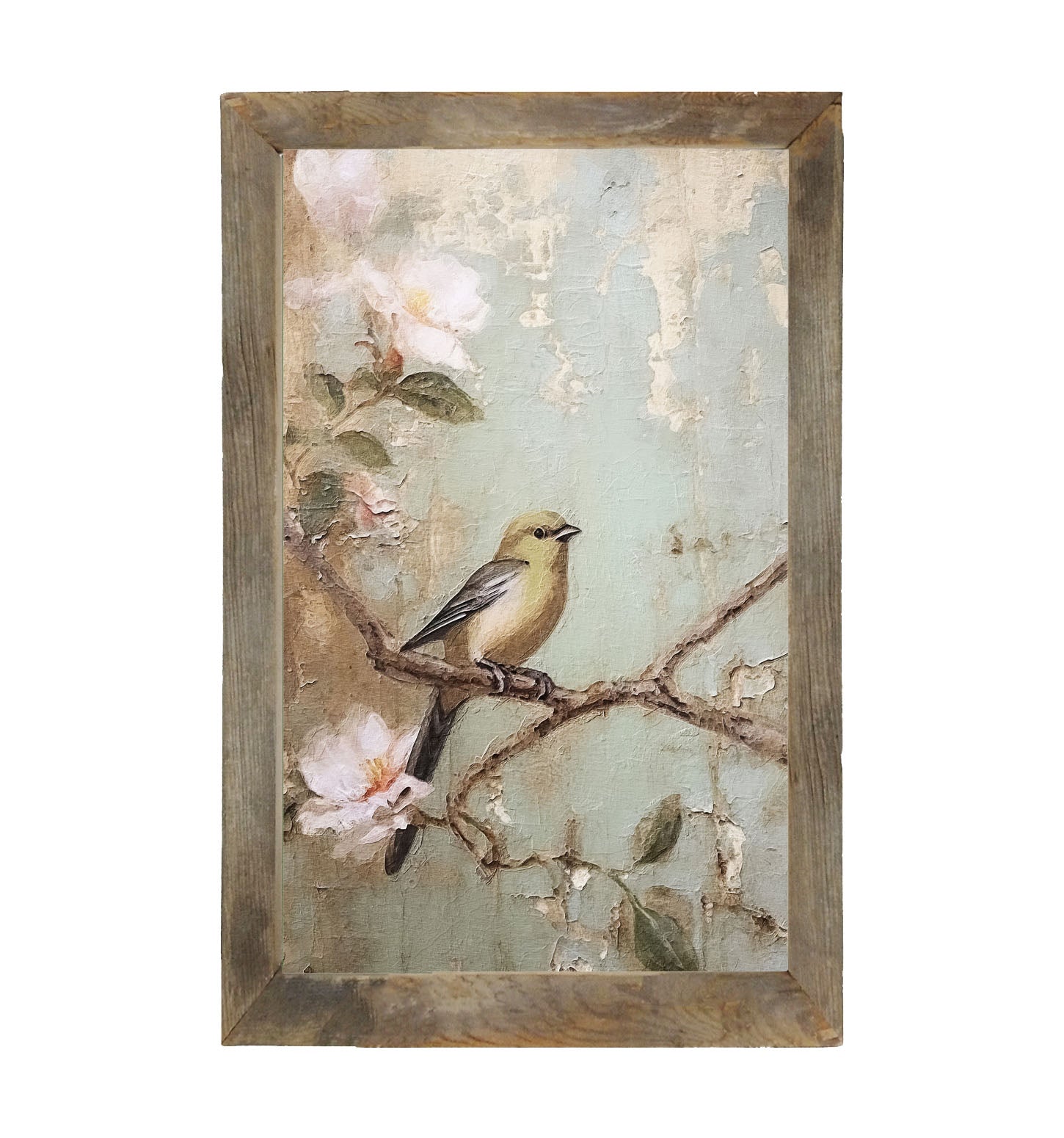 Yellow bird on branch - Framed Art