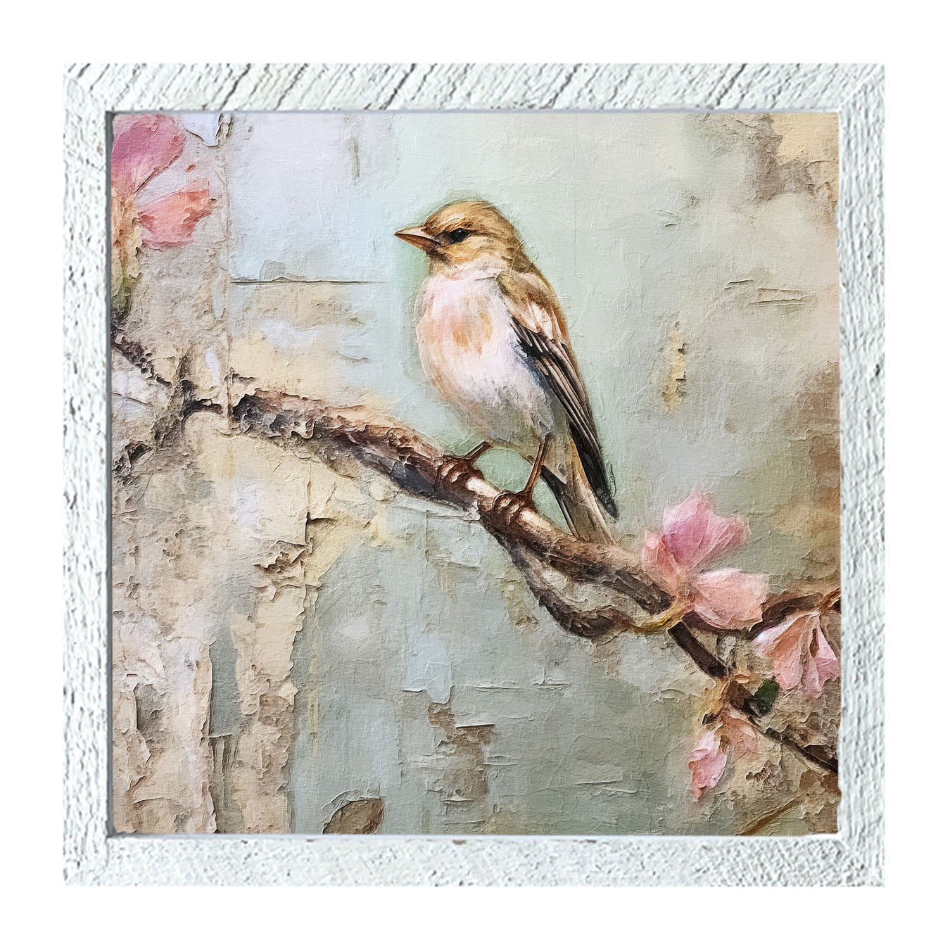 Bird on branch - Framed art