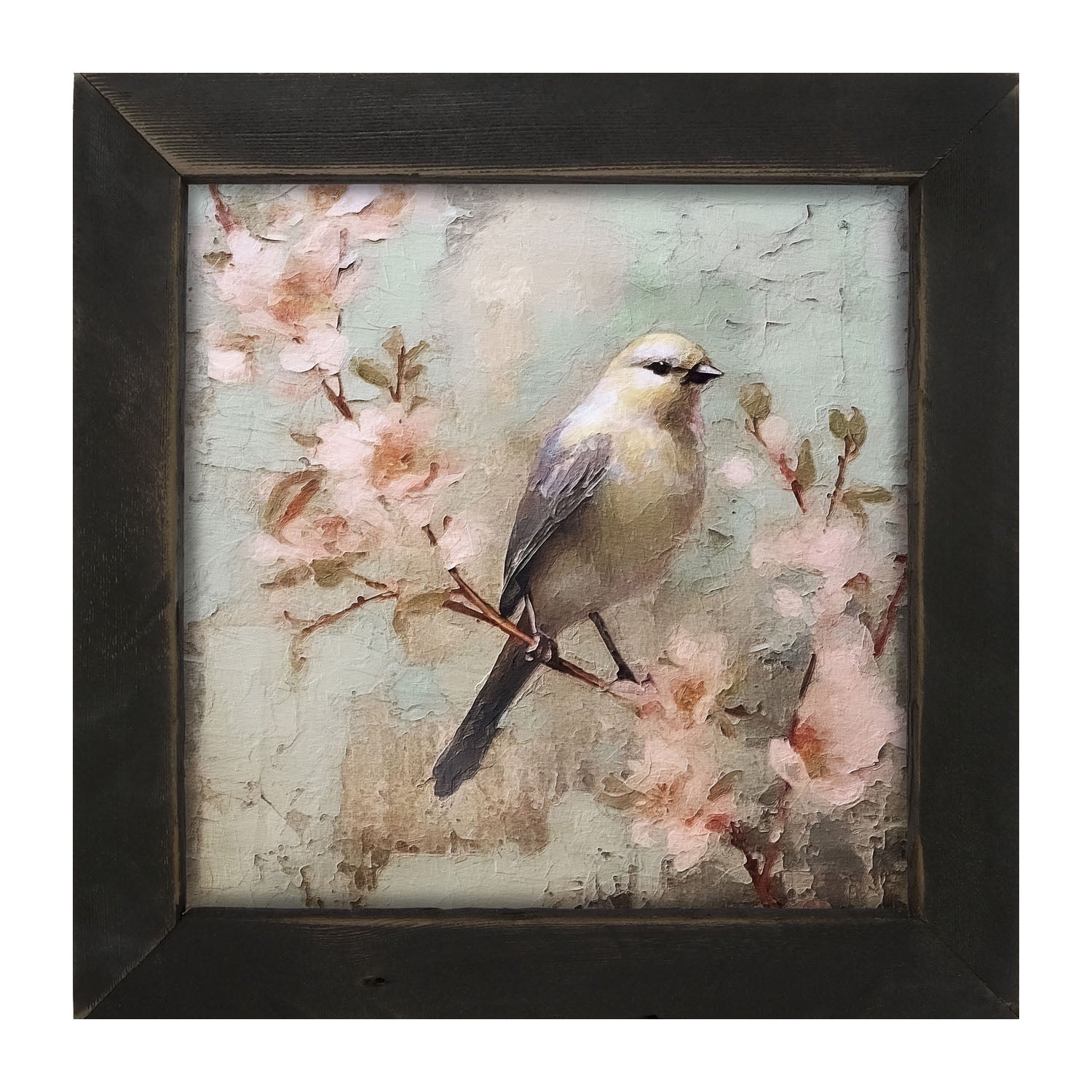 Yellow bird with blue wings - Framed art