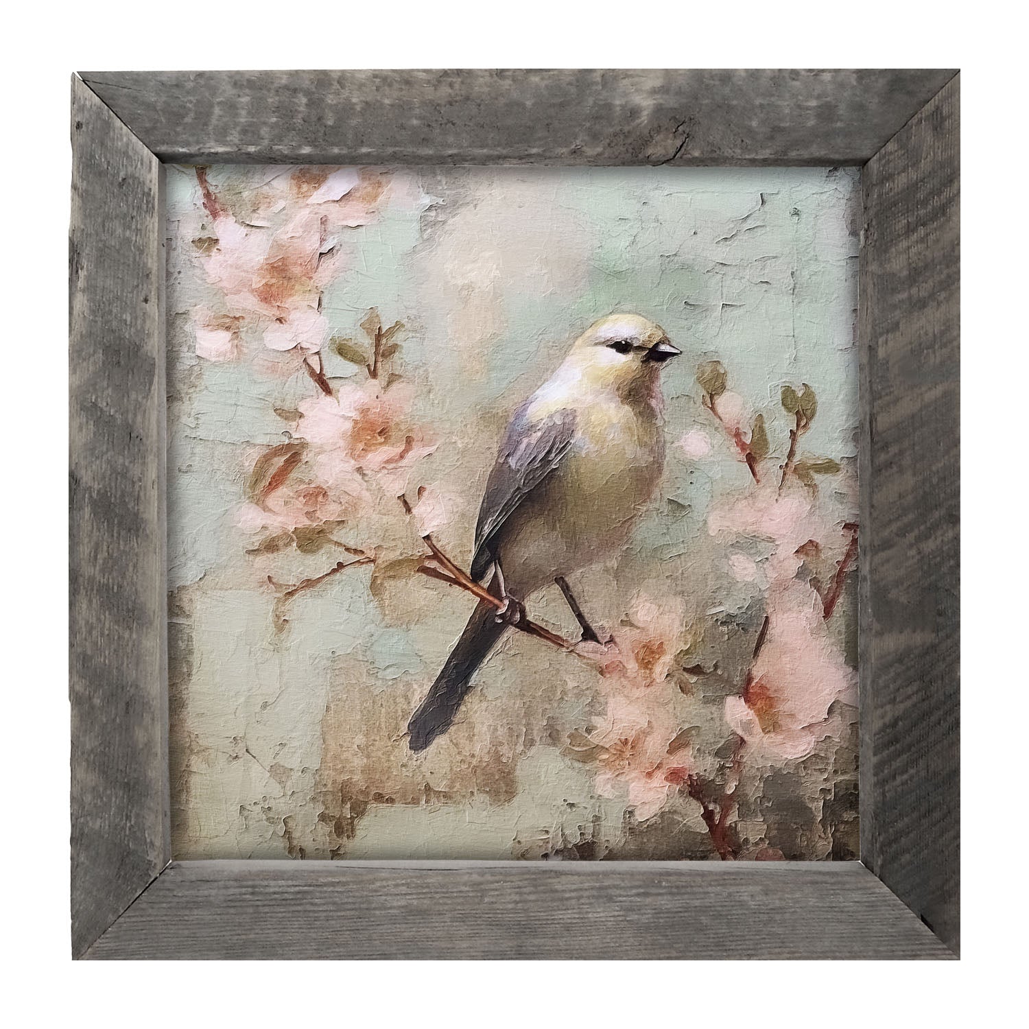 Yellow bird with blue wings - Framed art