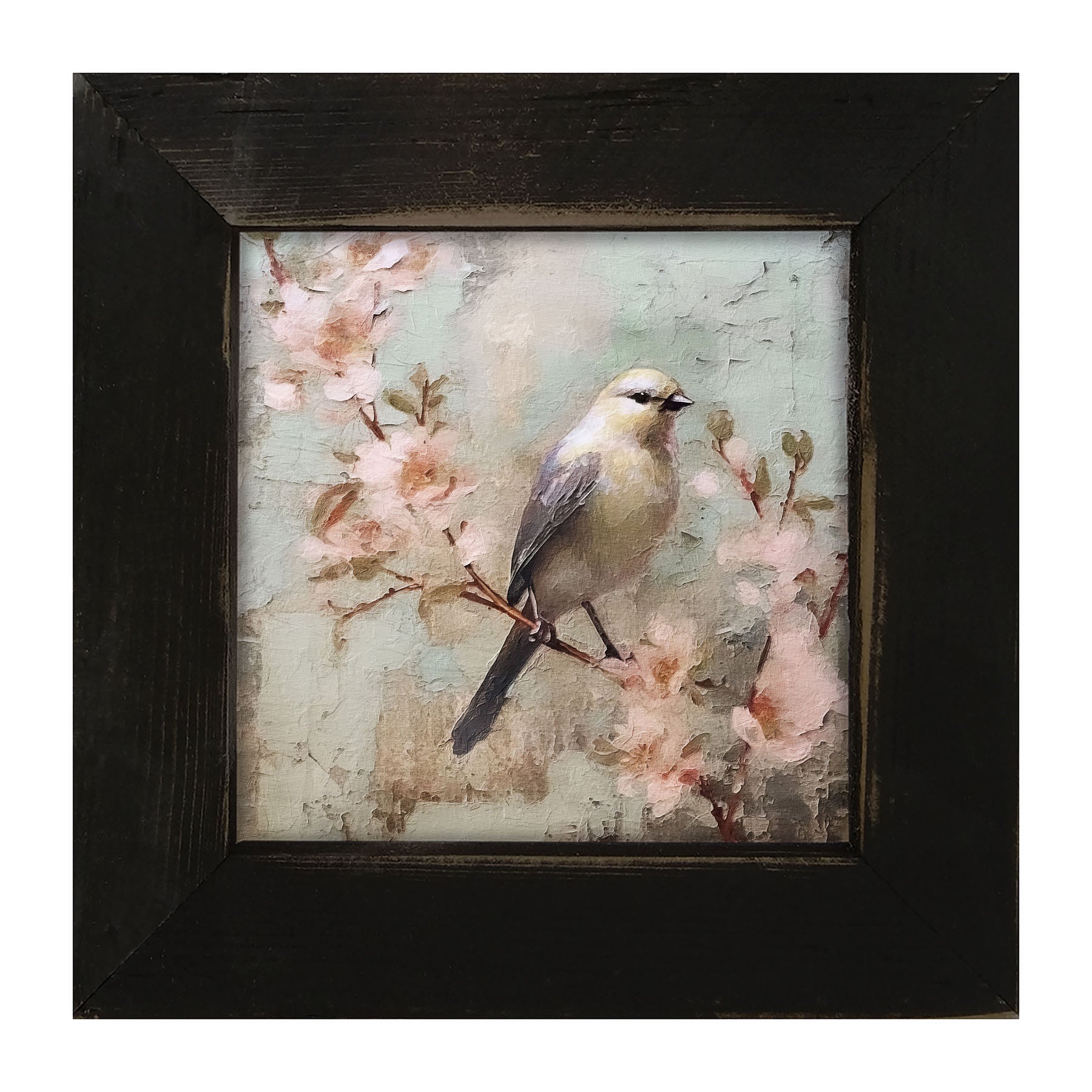 Yellow bird with blue wings - Framed art