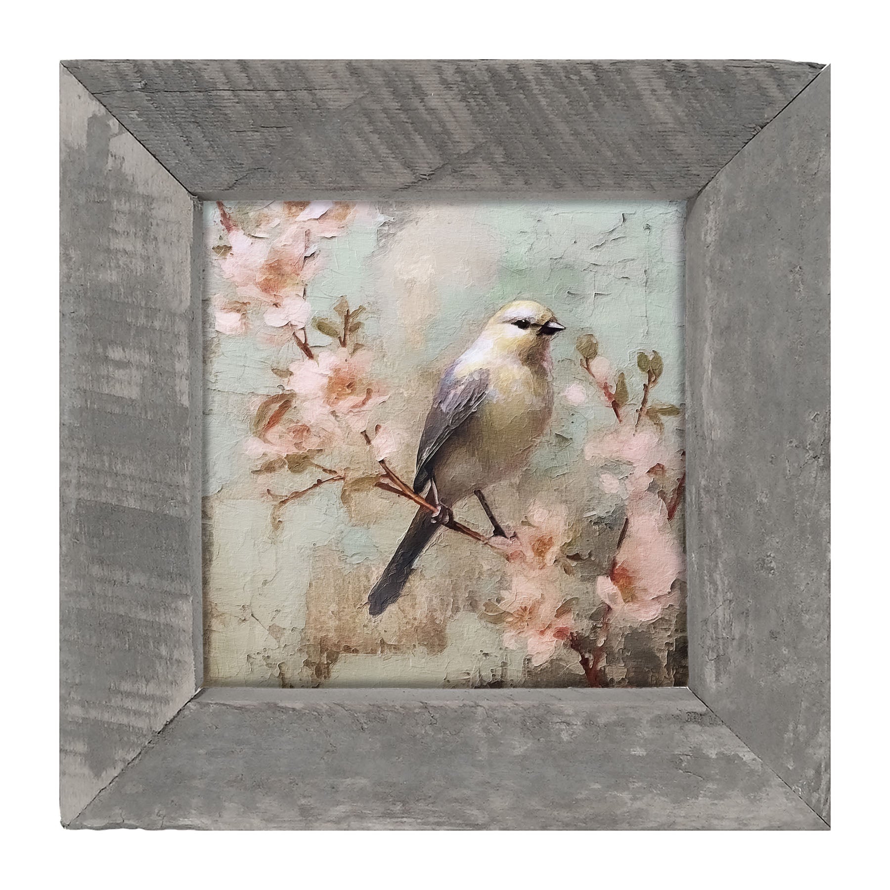 Yellow bird with blue wings - Framed art