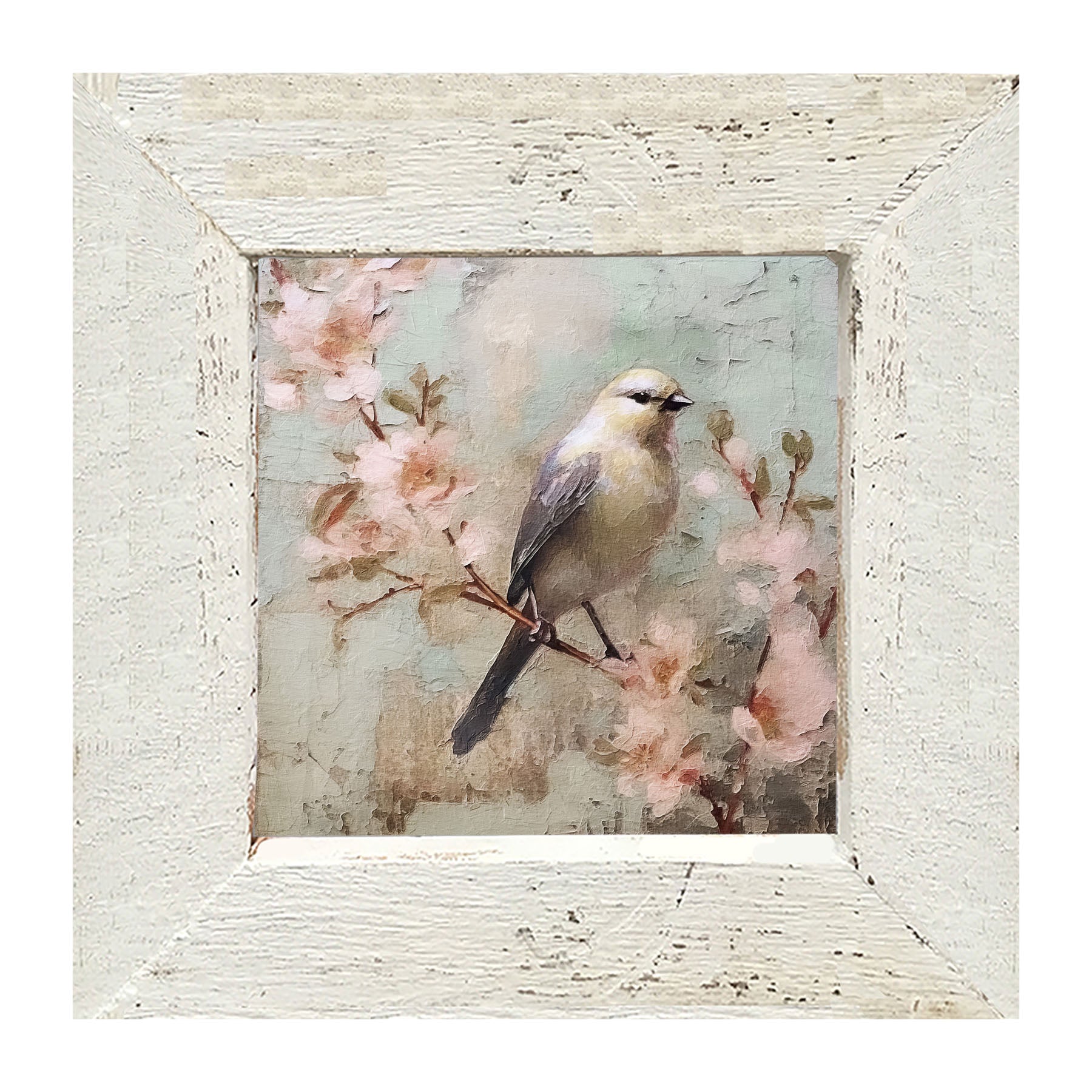 Yellow bird with blue wings - Framed art