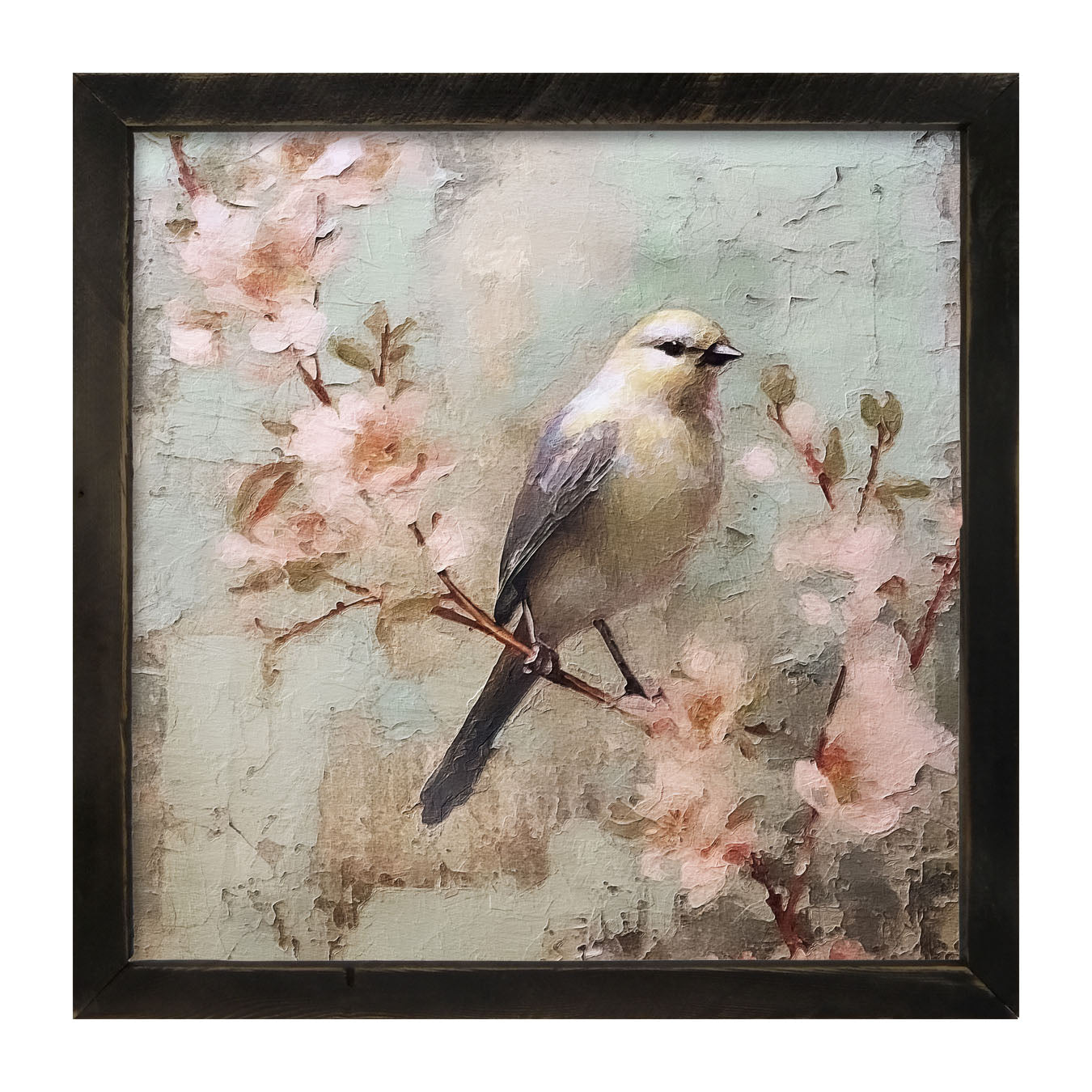 Yellow bird with blue wings - Framed art