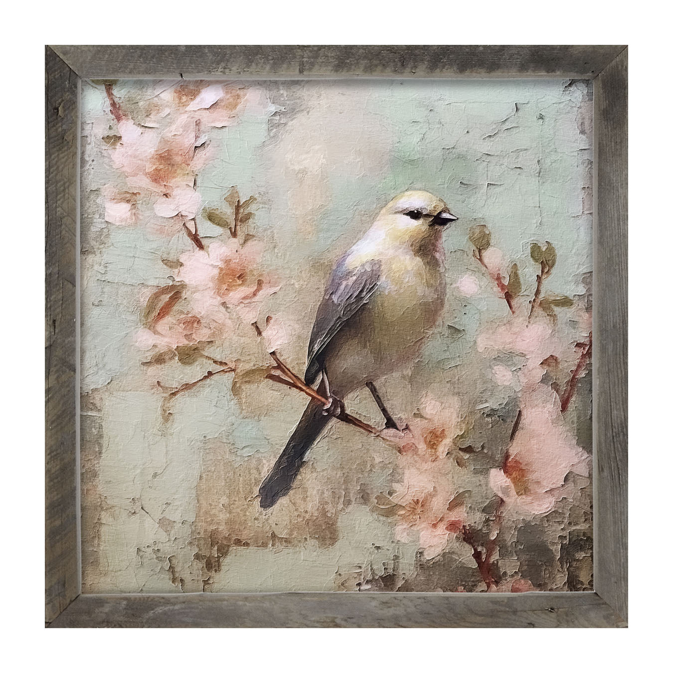 Yellow bird with blue wings - Framed art