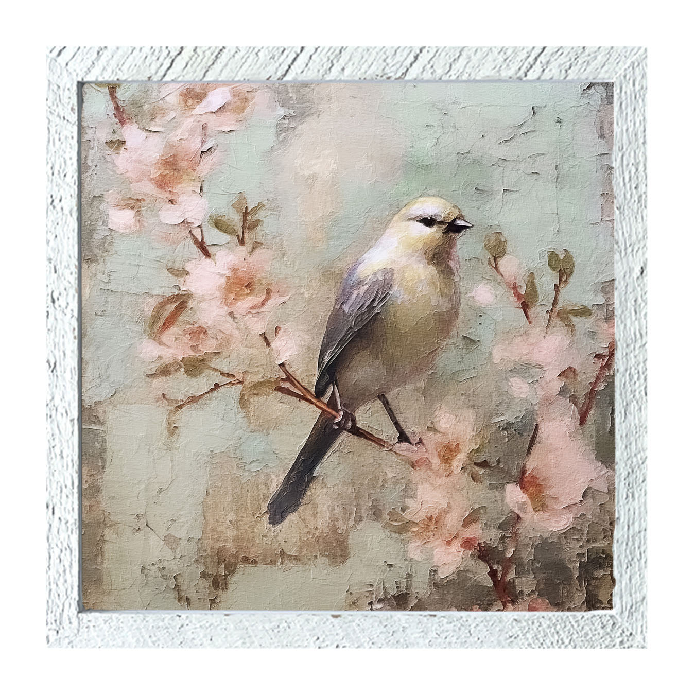 Yellow bird with blue wings - Framed art