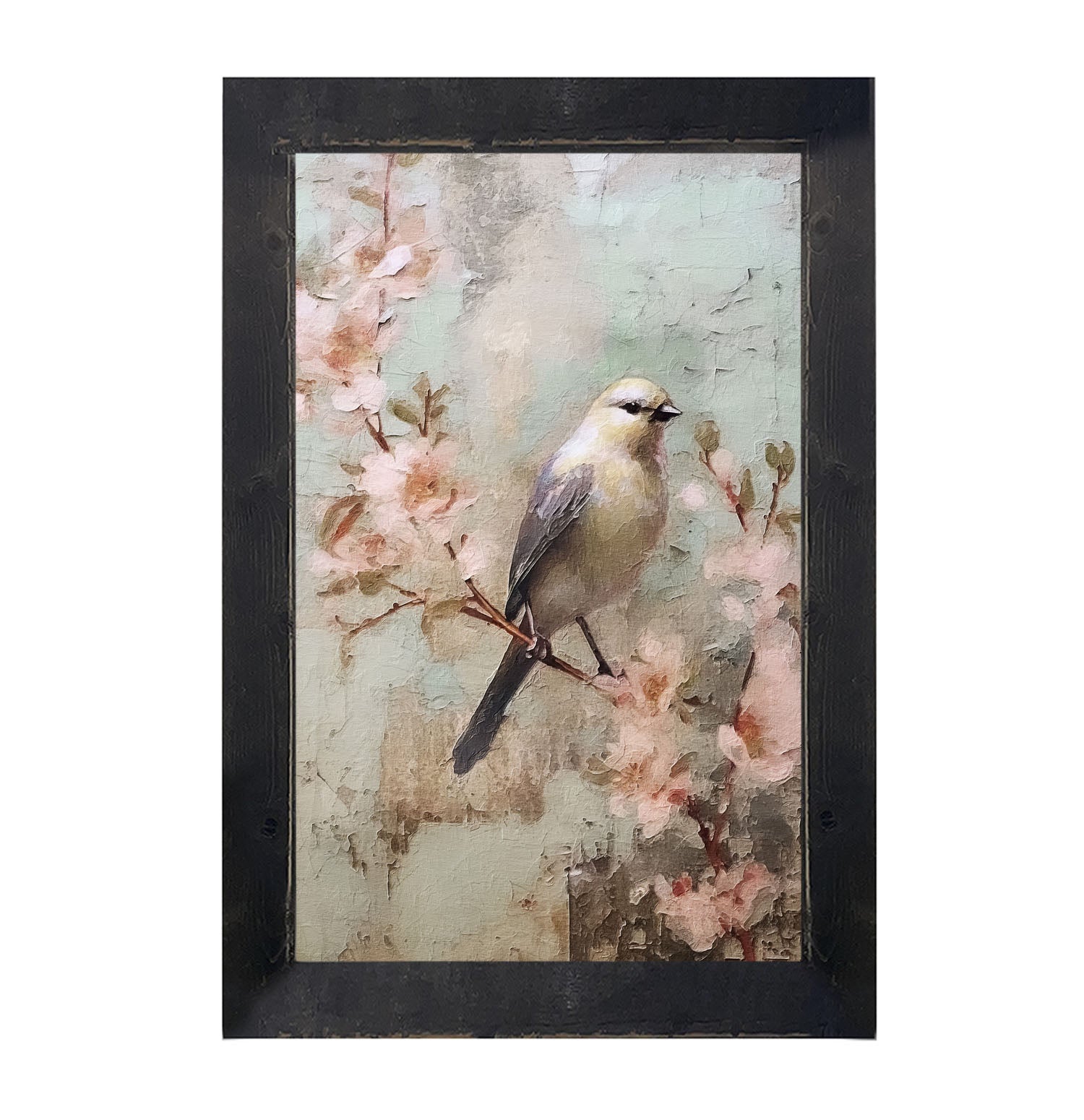 Yellow bird with blue wings - Framed art