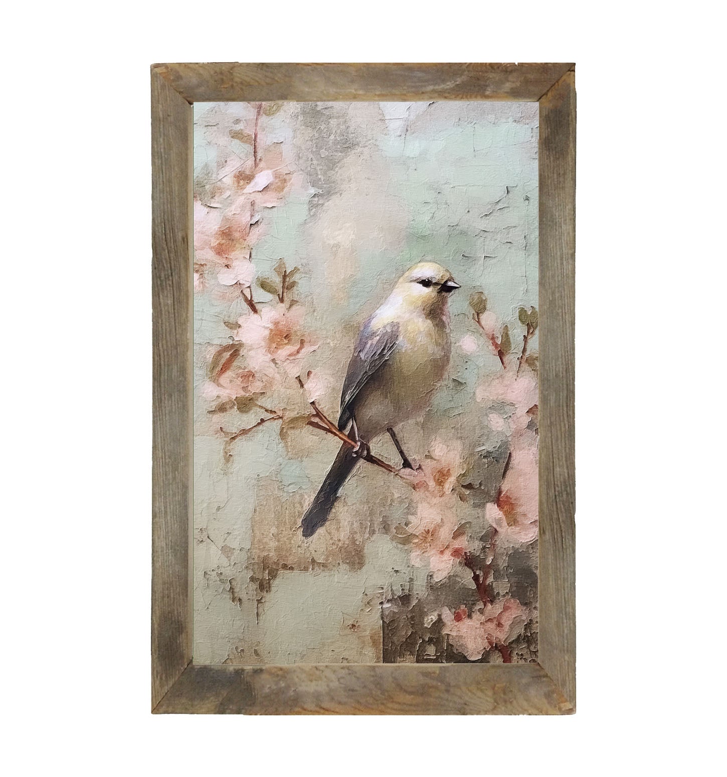 Yellow bird with blue wings - Framed art