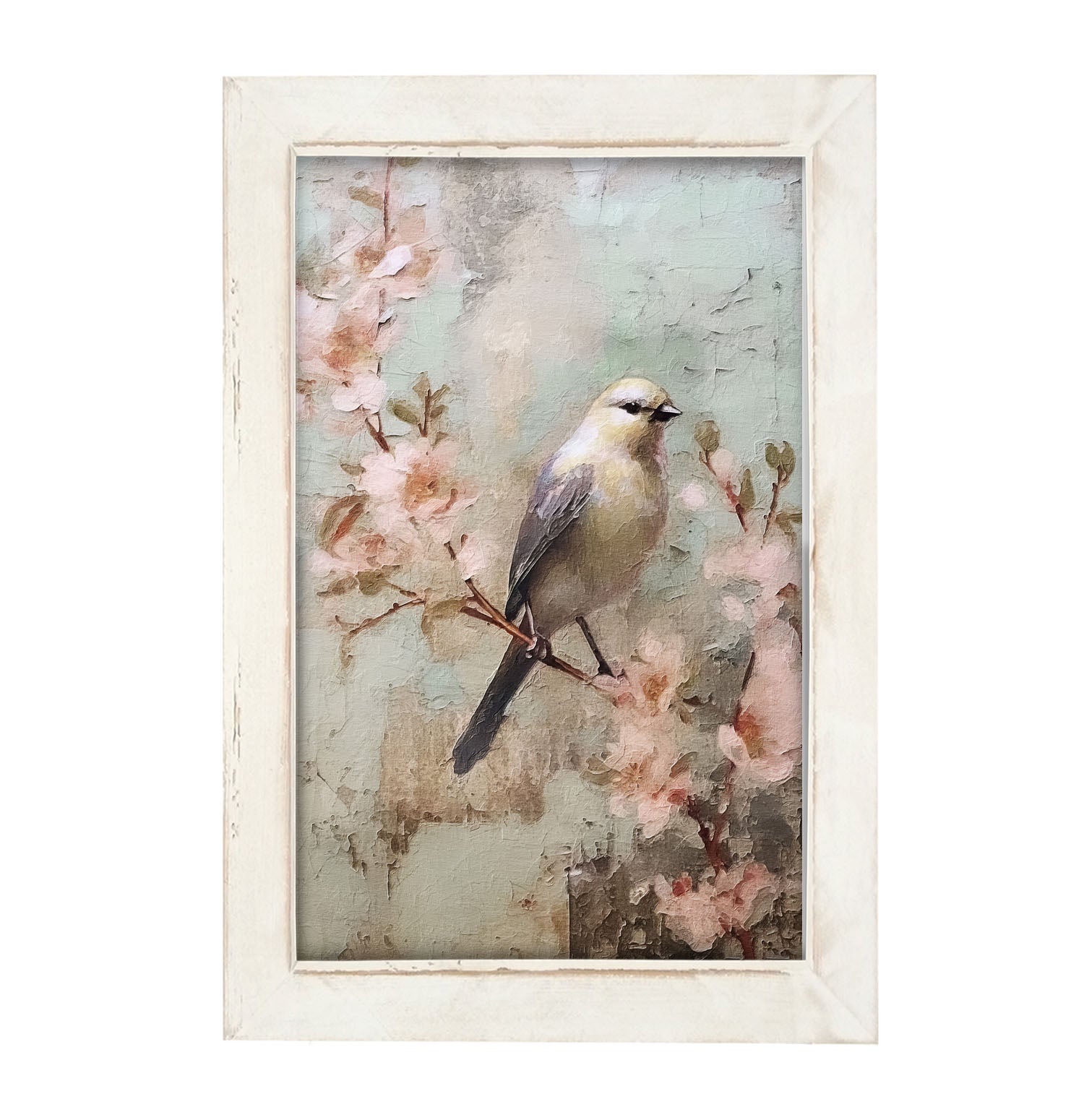 Yellow bird with blue wings - Framed art