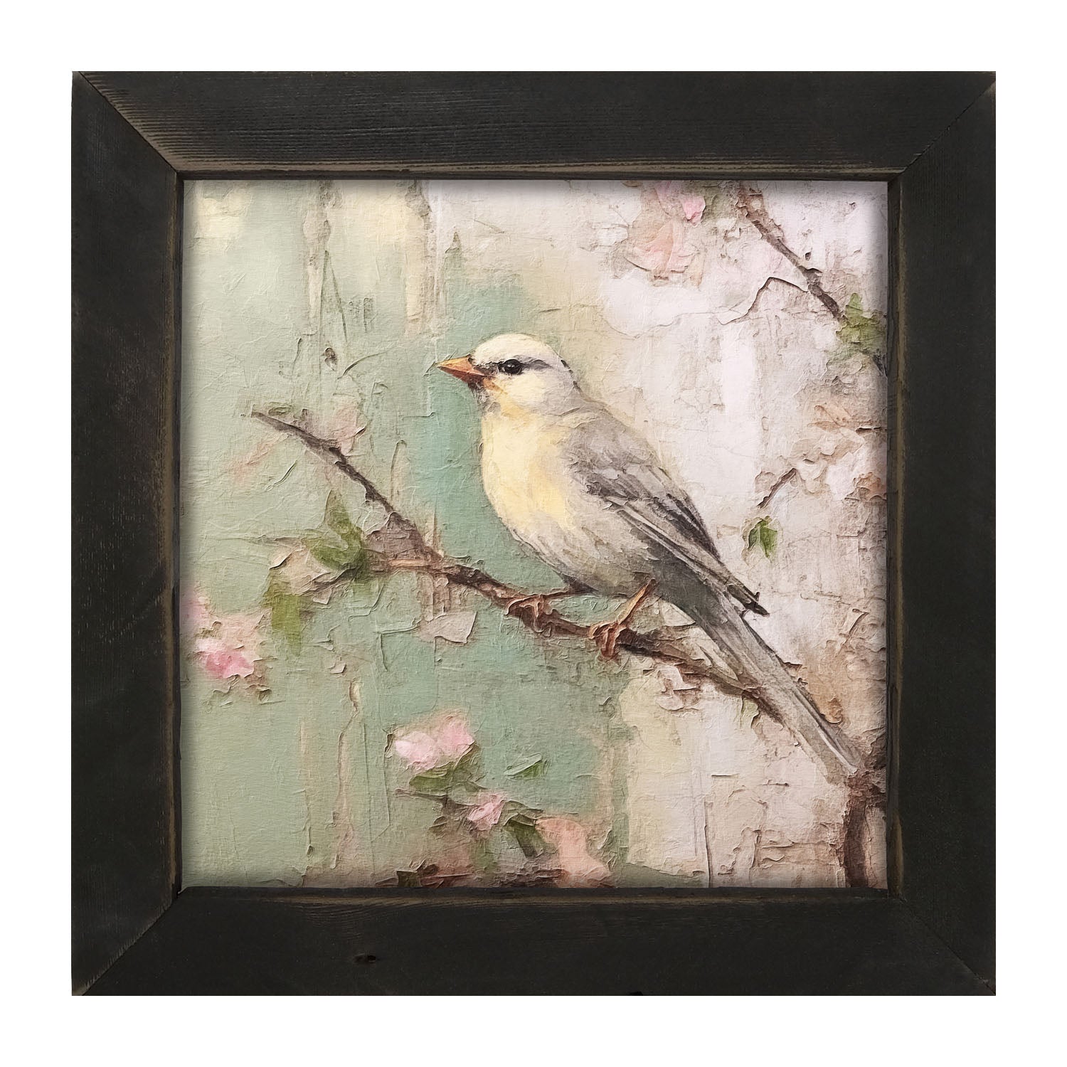 Yellow breasted bird on branch - Framed art