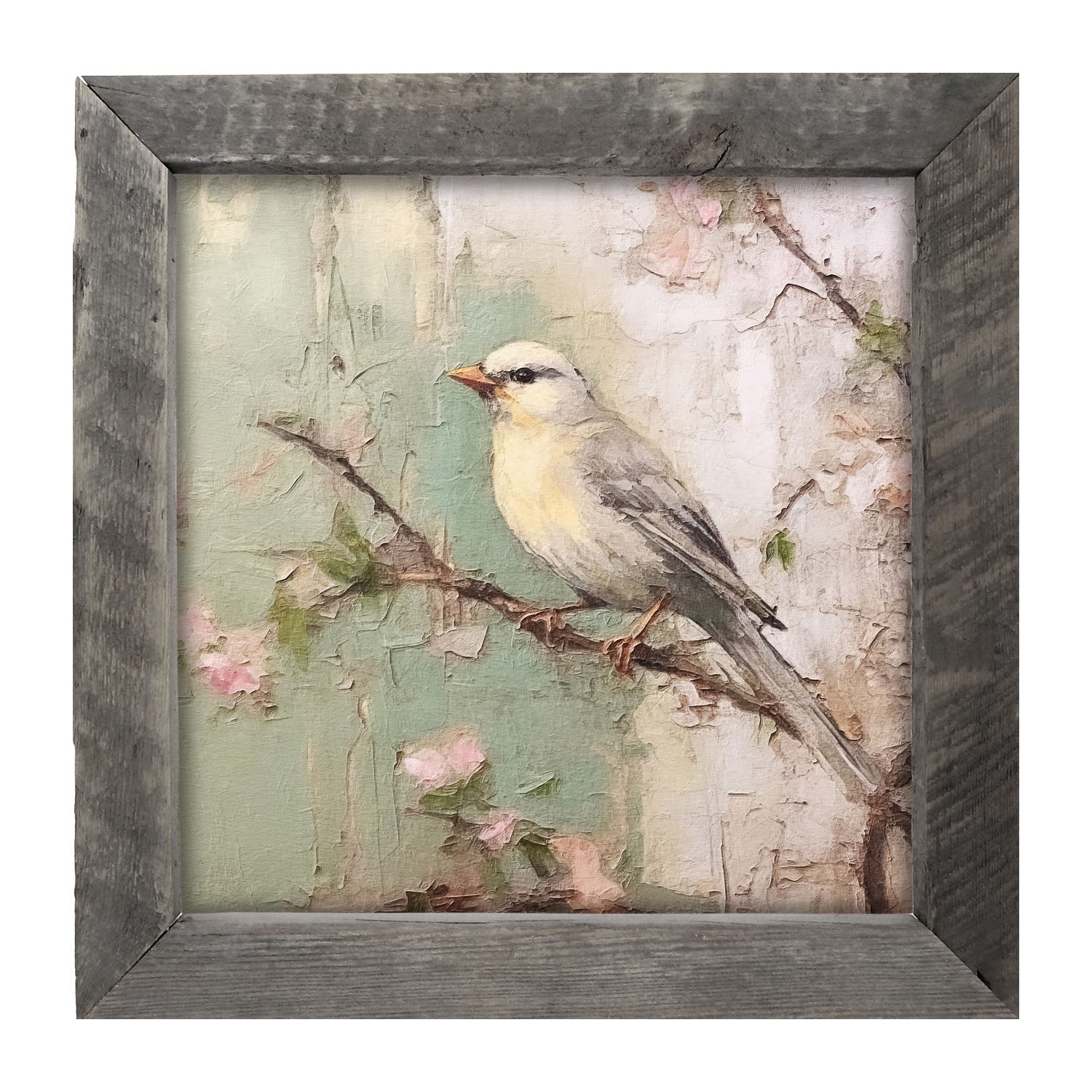 Yellow breasted bird on branch - Framed art