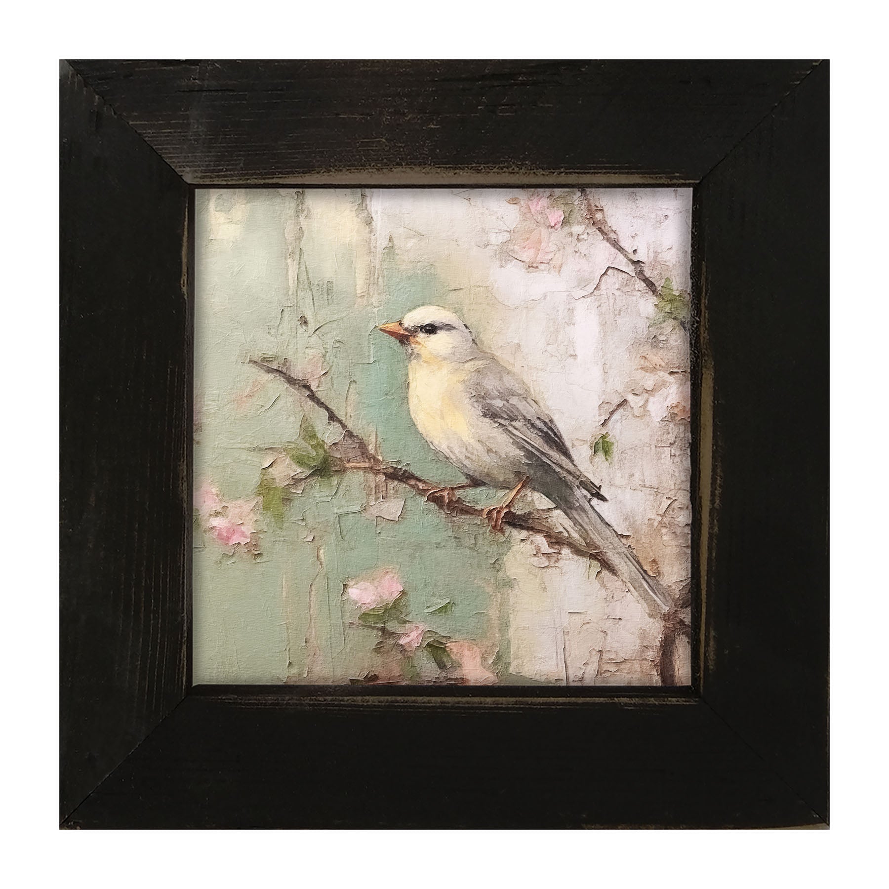 Yellow breasted bird on branch - Framed art