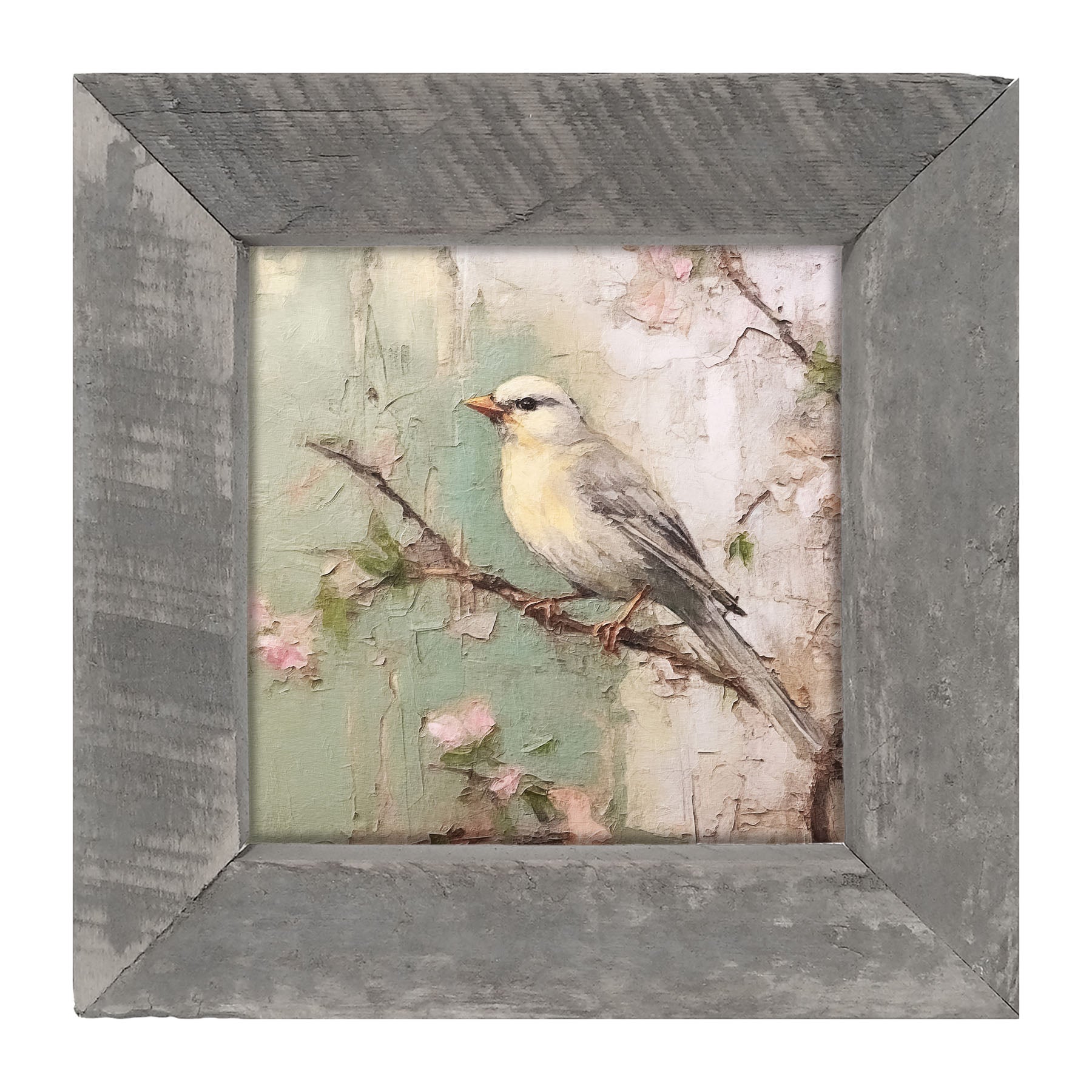 Yellow breasted bird on branch - Framed art