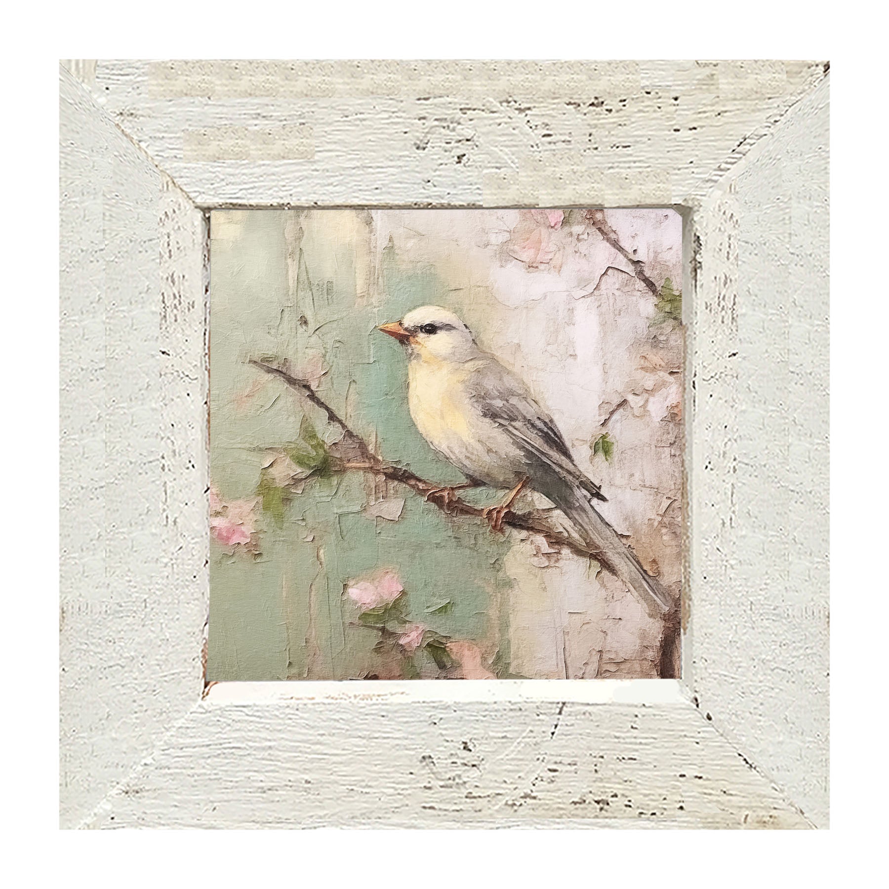 Yellow breasted bird on branch - Framed art