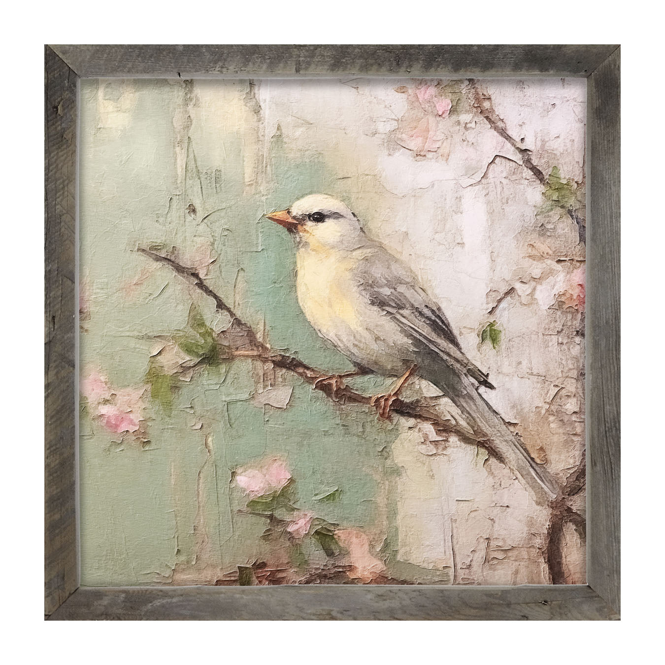 Yellow breasted bird on branch - Framed art