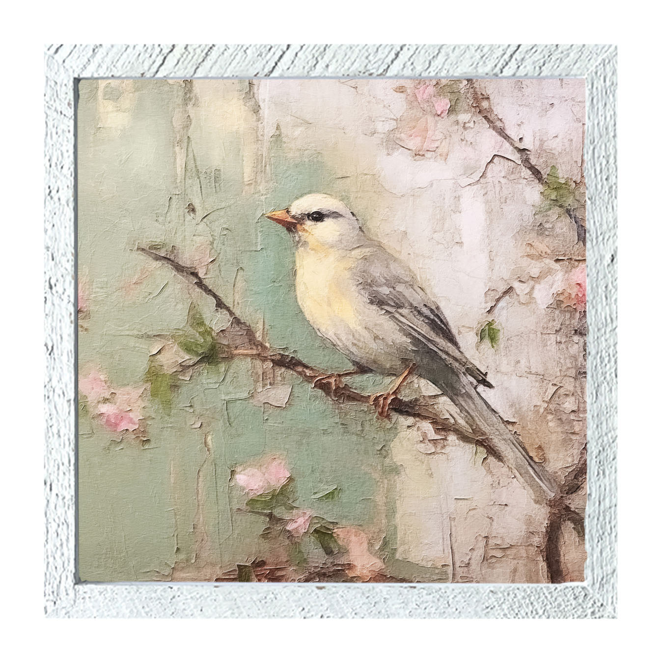 Yellow breasted bird on branch - Framed art