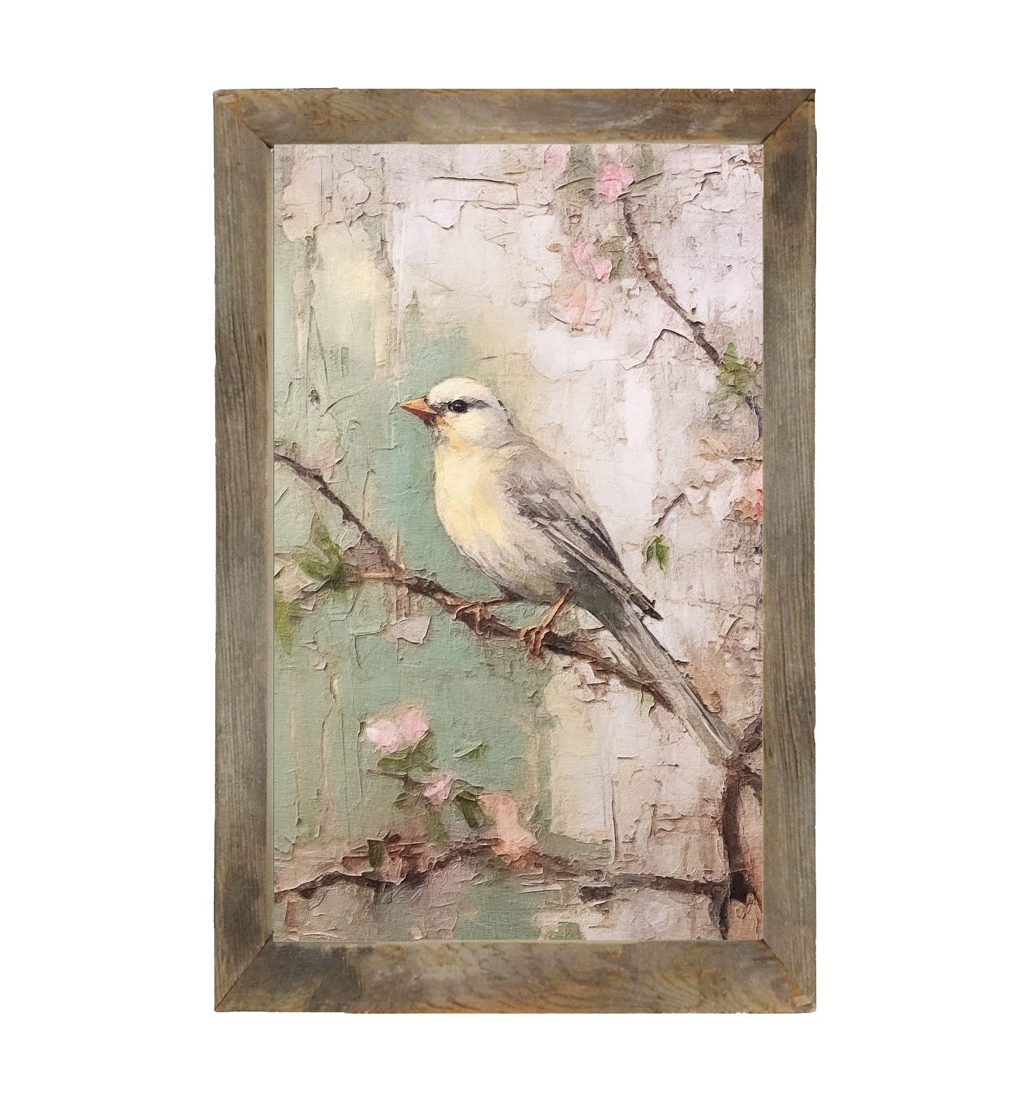 Yellow breasted bird on branch - Framed art