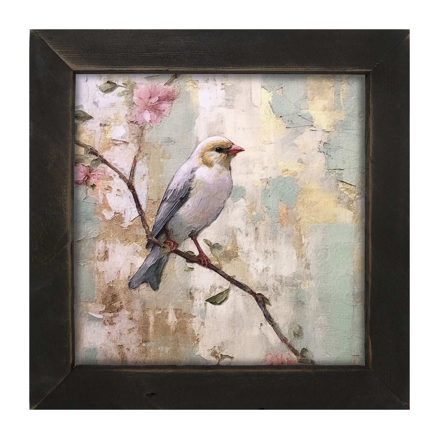 White bird with blue wings - Framed Art