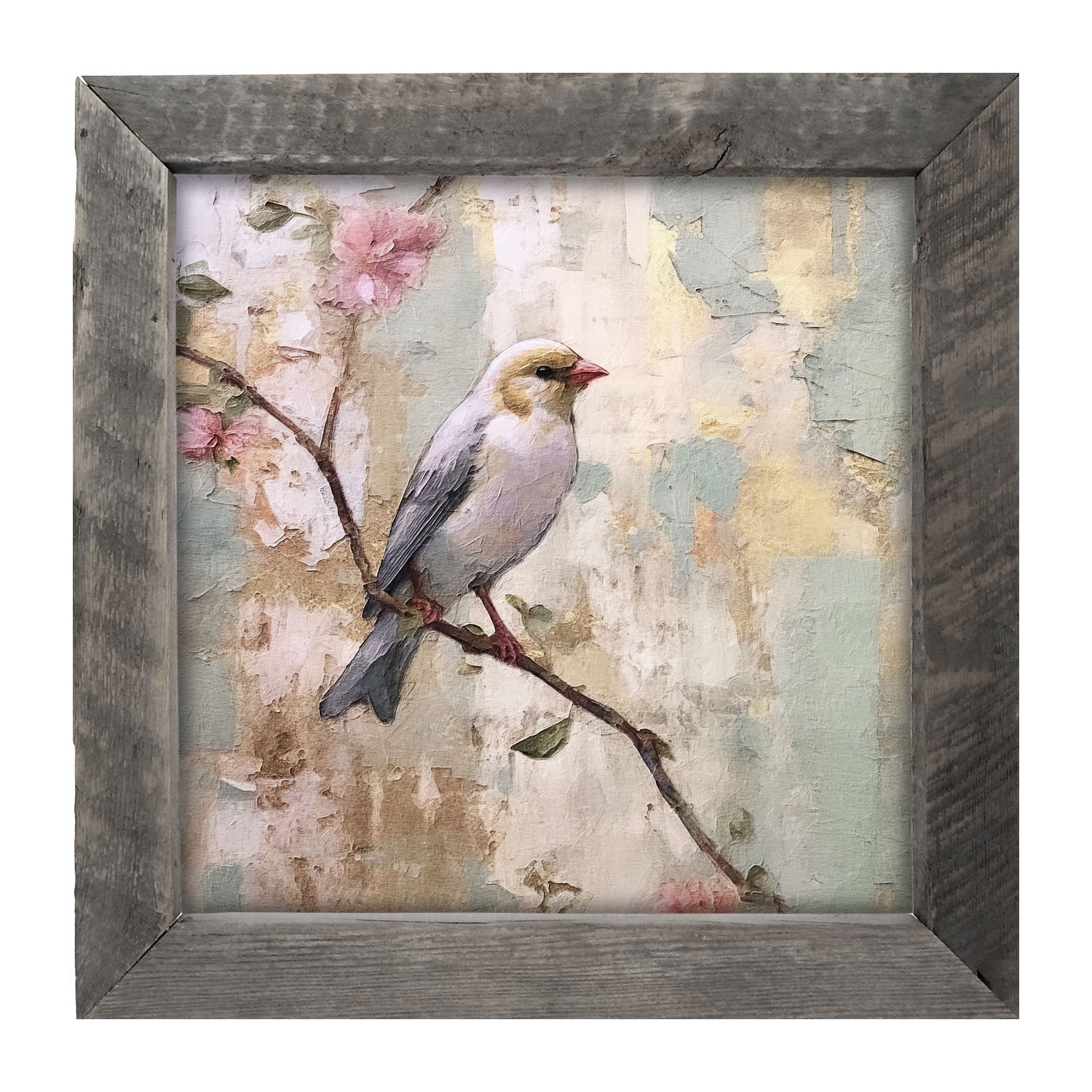 White bird with blue wings - Framed Art