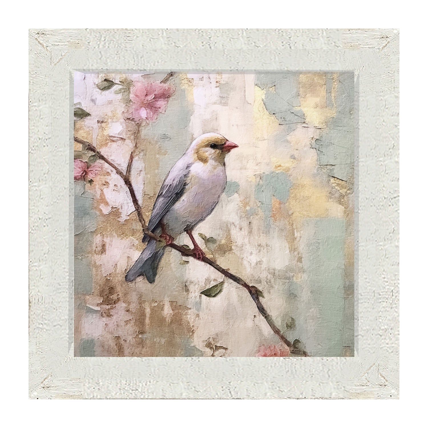 White bird with blue wings - Framed Art