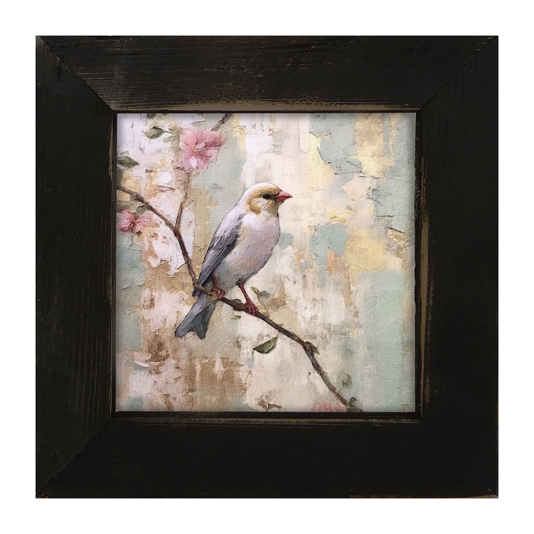 White bird with blue wings - Framed Art