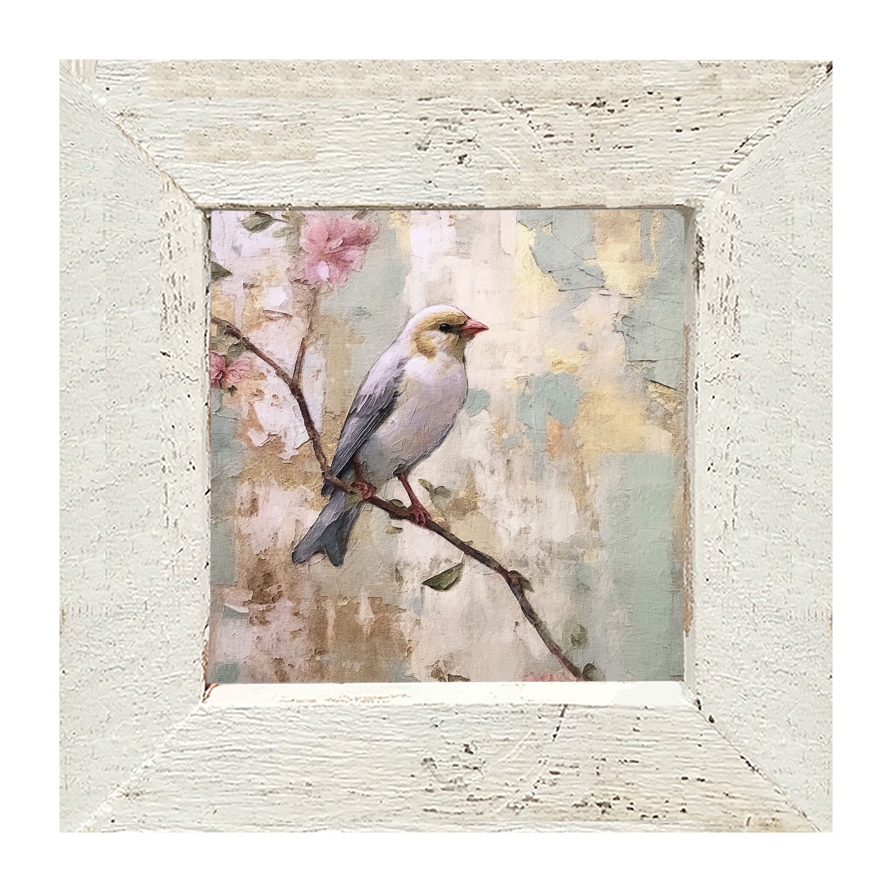 White bird with blue wings - Framed Art