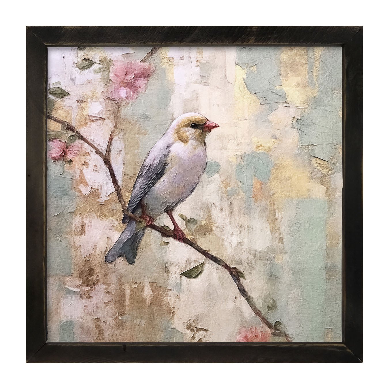 White bird with blue wings - Framed Art