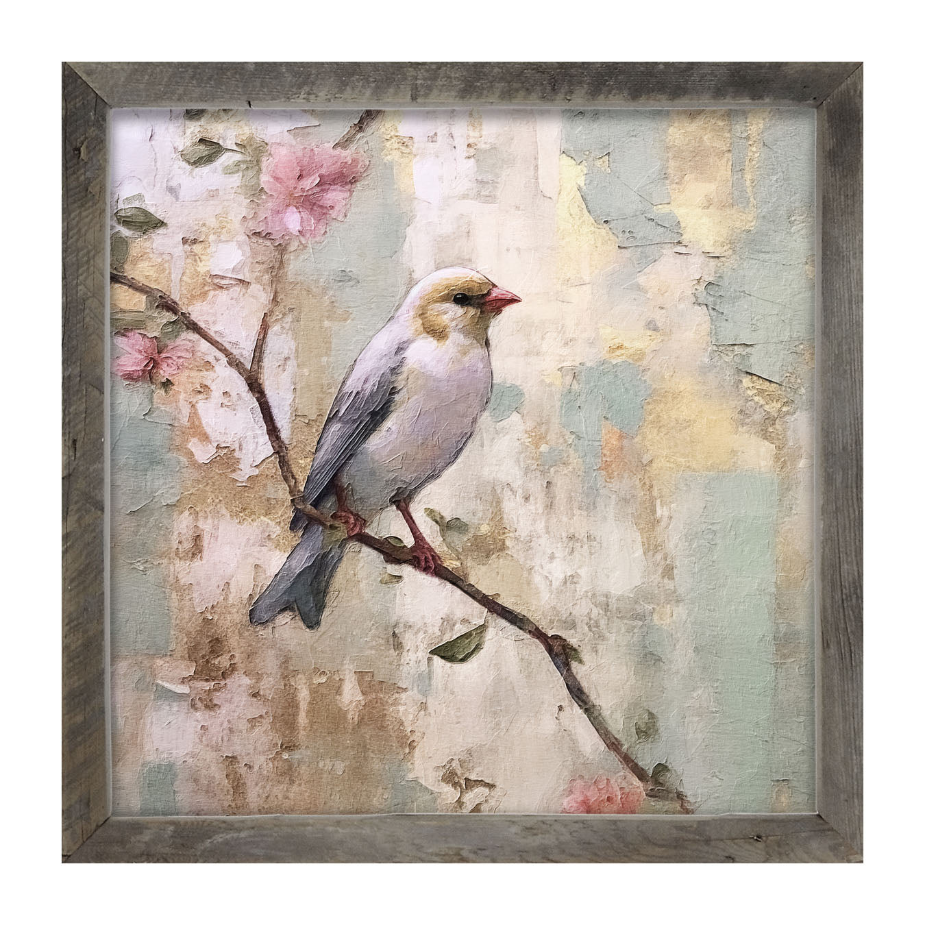 White bird with blue wings - Framed Art