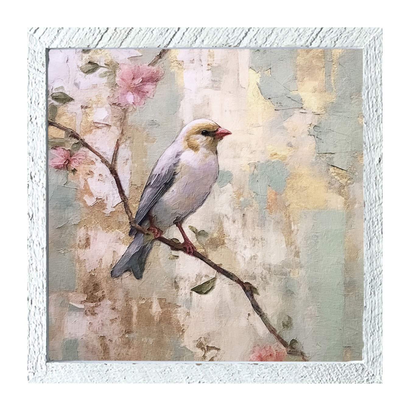 White bird with blue wings - Framed Art