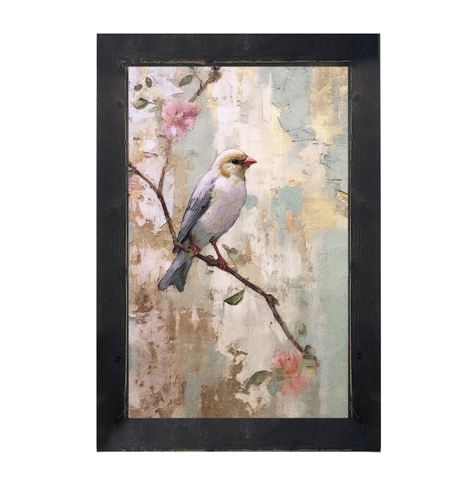 White bird with blue wings - Framed Art