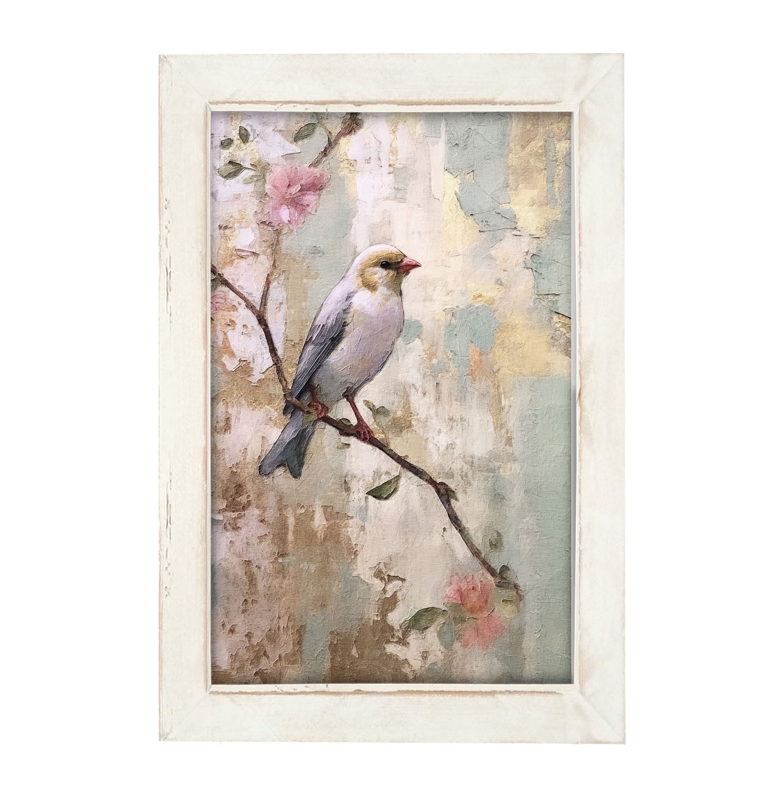 White bird with blue wings - Framed Art