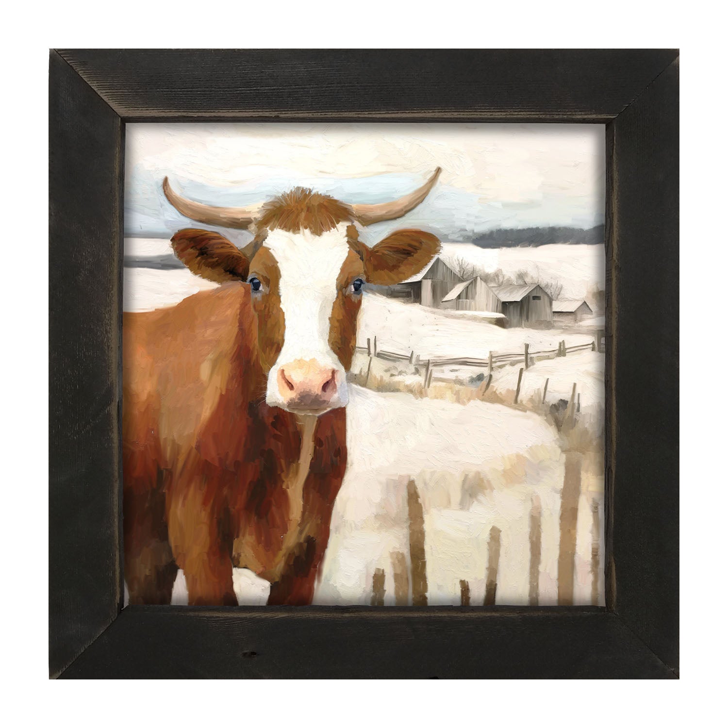 Cow near Fence - Framed Art