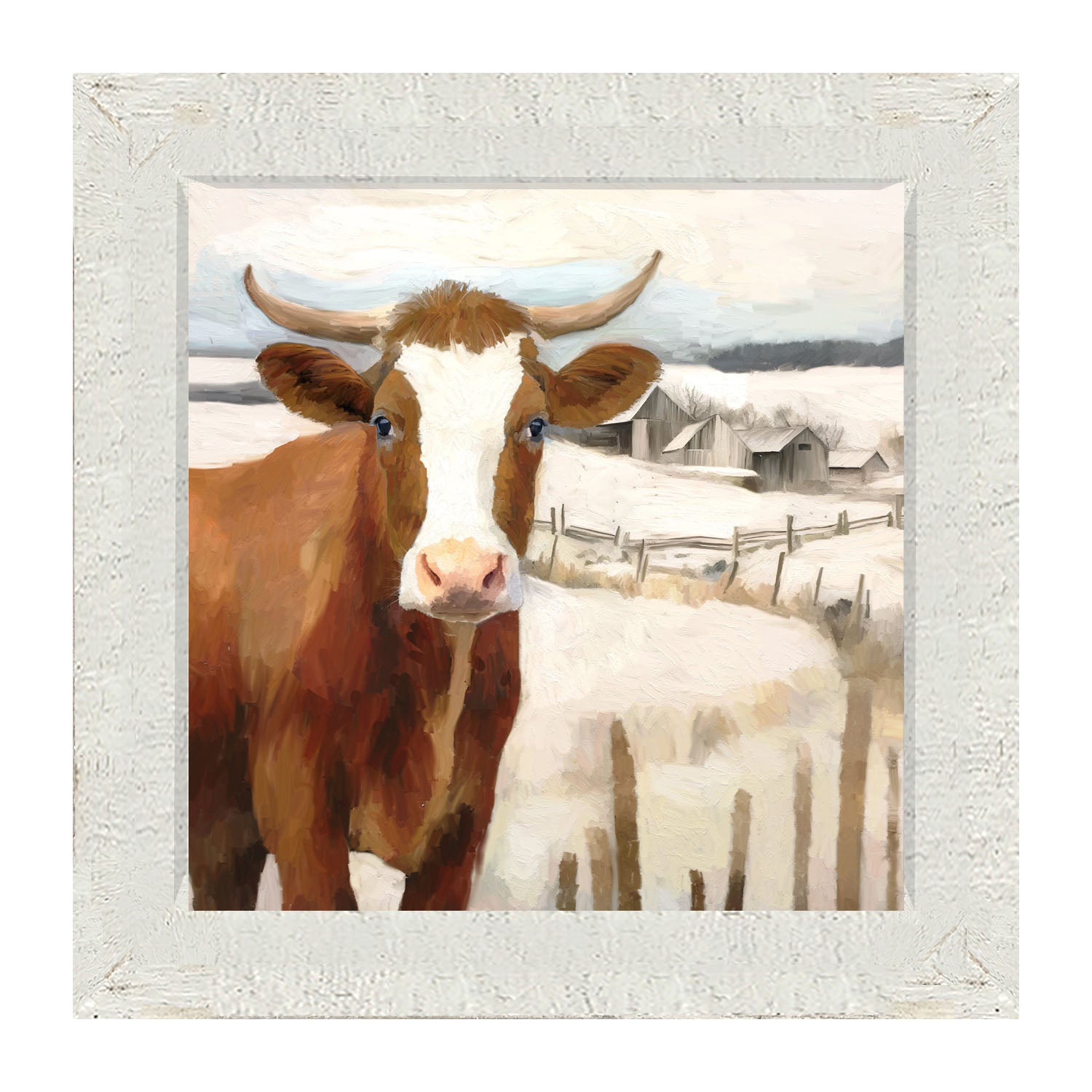 Cow near Fence - Framed Art