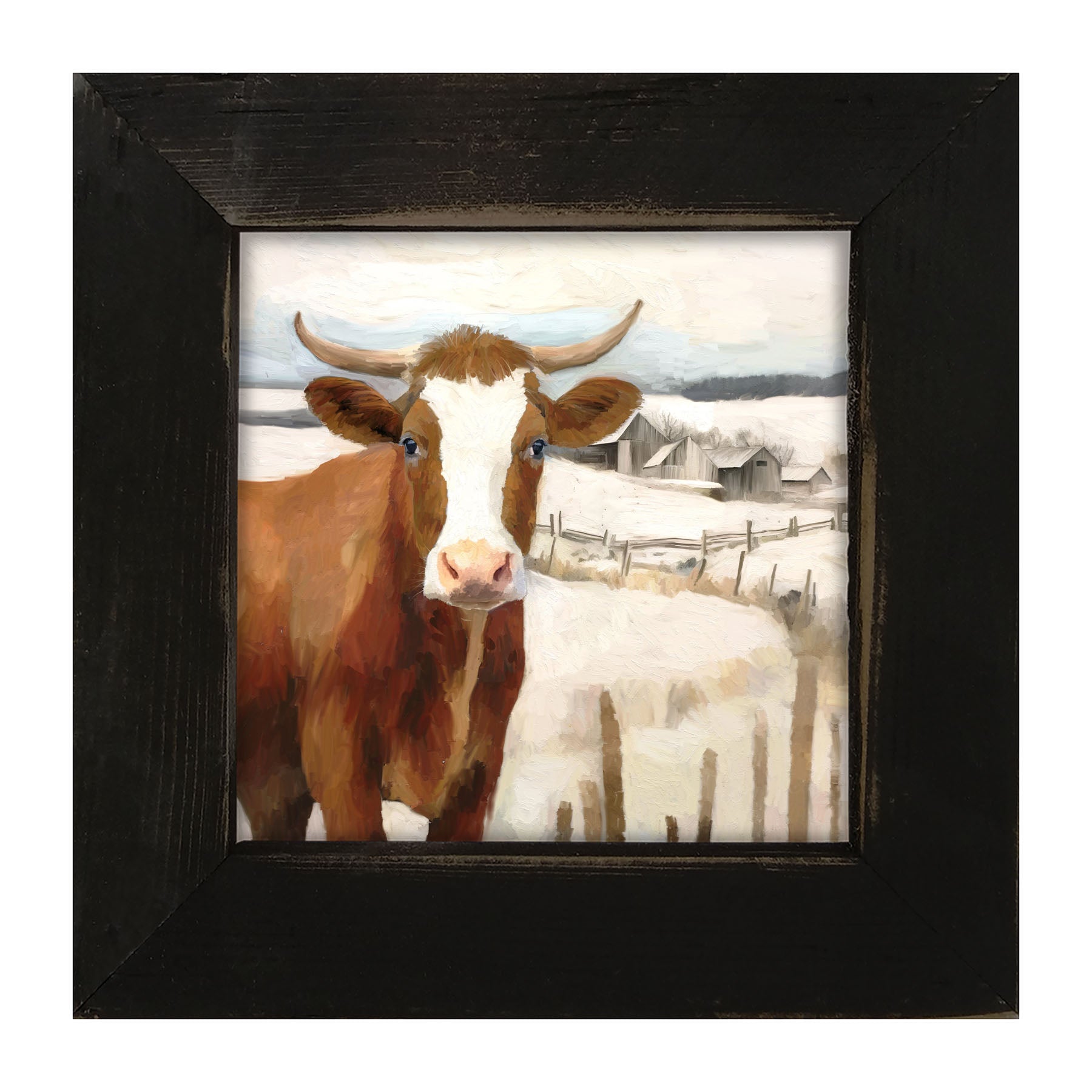 Cow near Fence - Framed Art